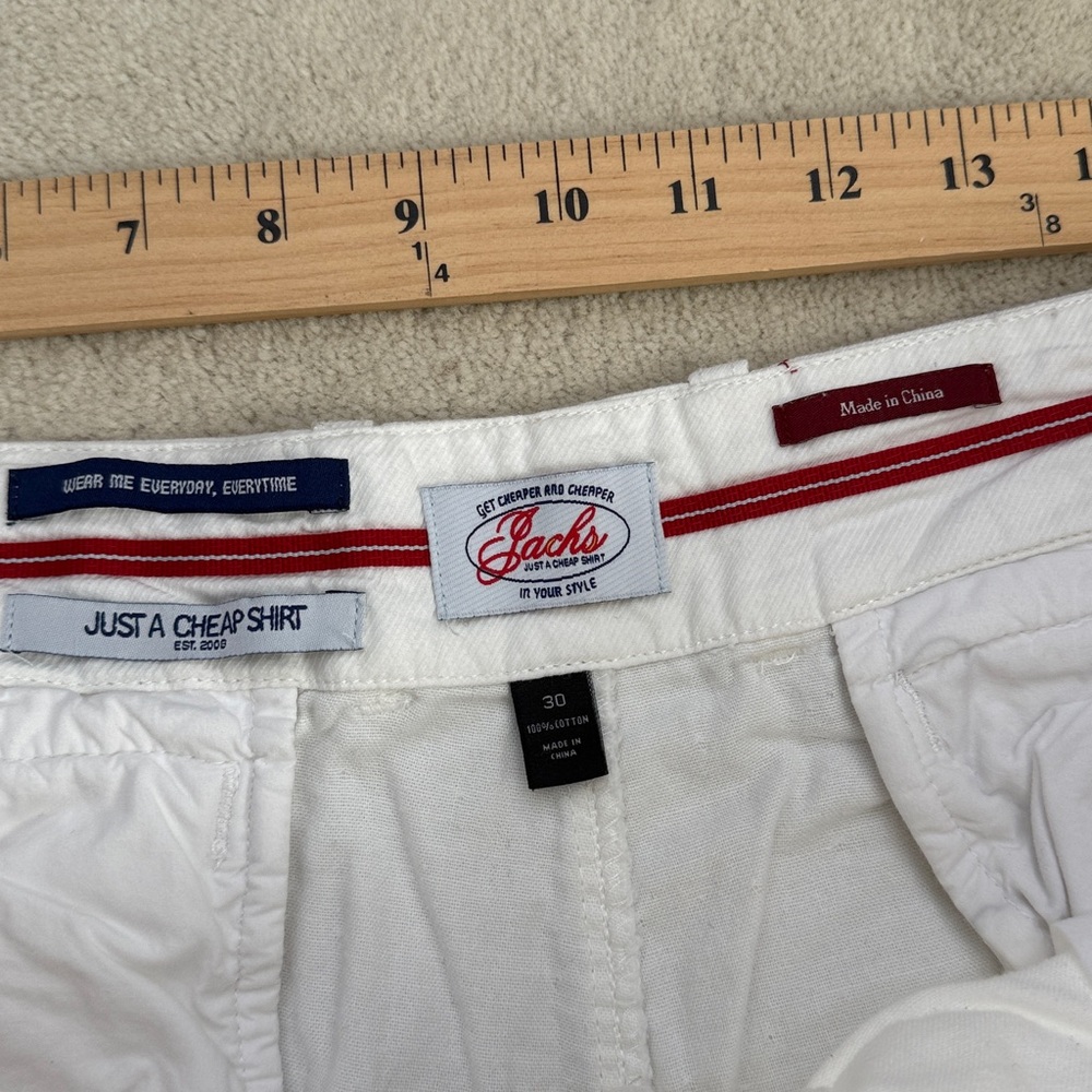 Jachs Just A Cheap Shirt Men’s White Denim Patches Shorts Waist 38 - Picture 7 of 10